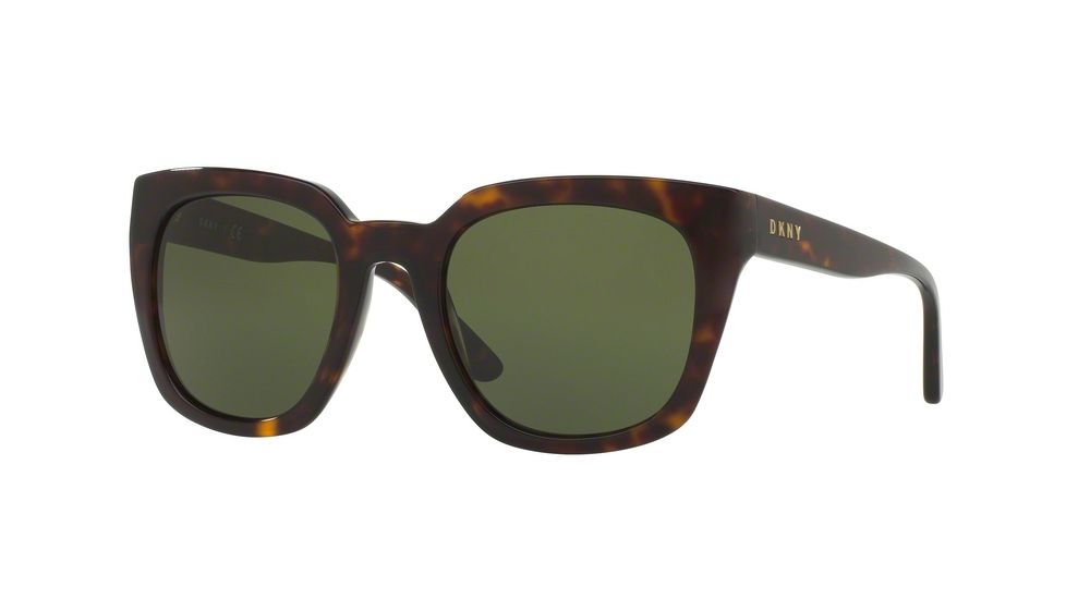 DKNY DY4144 Sunglasses 370271-52 - Dark Tortoise Frame, Green Solid Lenses