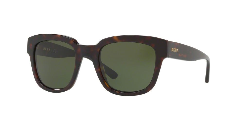 DKNY DY4145 Sunglasses 370271-52 - Dark Tortoise Frame, Green Solid Lenses
