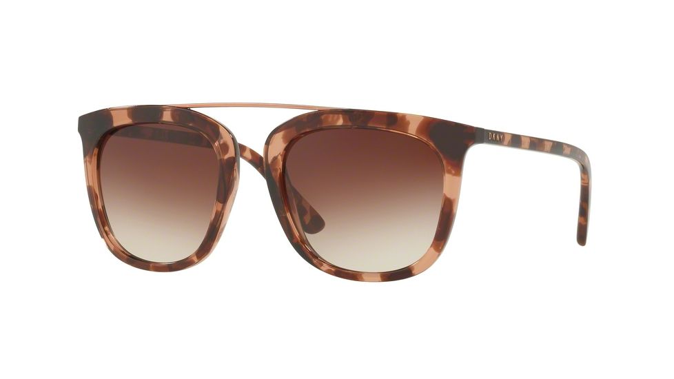 DKNY DY4146 Sunglasses 373113-53 - Pink Tortoise Frame, Brown Gradient Lenses