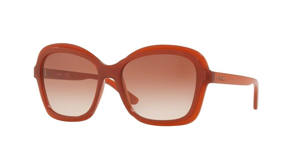 DKNY DY4147 Single Vision Prescription Sunglasses DY4147-373213-56 - Lens Diameter 56 mm, Frame Color Red Transparent