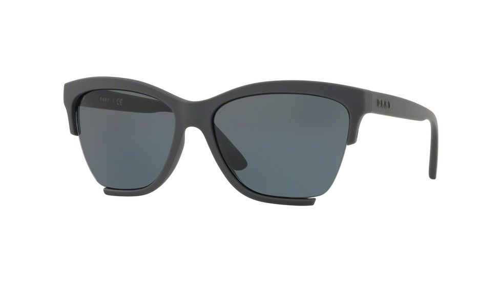 DKNY DY4155 Sunglasses 377887-58 - Rubber Dark Gray Frame, Blue Grey Solid Lenses