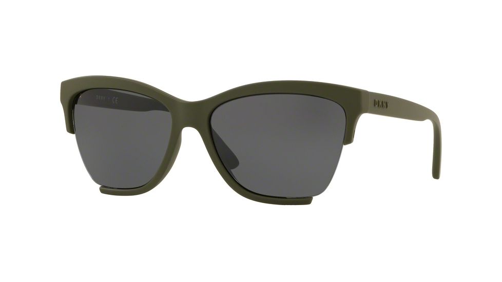 DKNY DY4155 Sunglasses 377987-58 - Rubber Military Frame, Dark Grey Solid Lenses