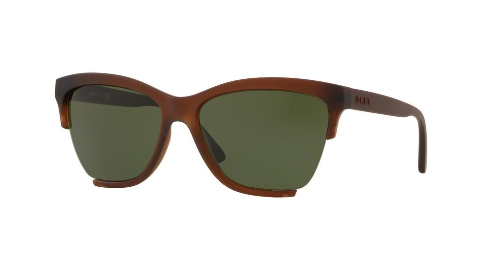 DKNY DY4155 Sunglasses 378071-58 - Rubber Amber Transparent Frame, Green Solid Lenses
