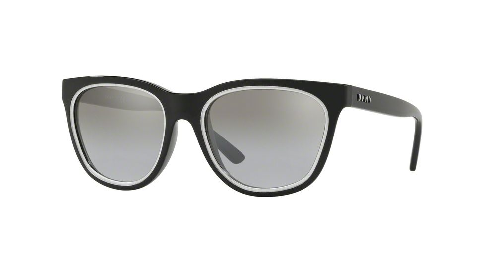 DKNY DY4159 Sunglasses 36886V-54 - Shiny Black Frame, Gray Gradient Flash Lenses