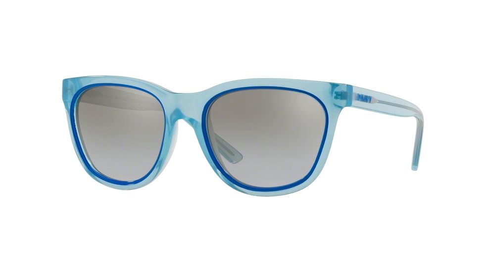 DKNY DY4159 Sunglasses 37696V-54 - Shiny Light Blue Frame, Gray Gradient Flash Lenses