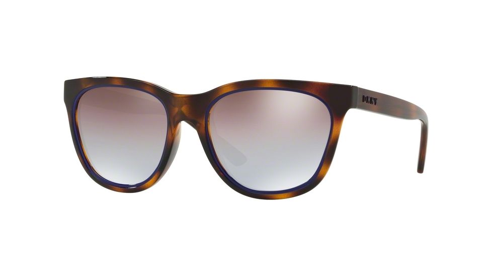 DKNY DY4159 Sunglasses 377494-54 - Shiny Dark Tortoise Frame, Brown Violet Gradient Flash Lenses