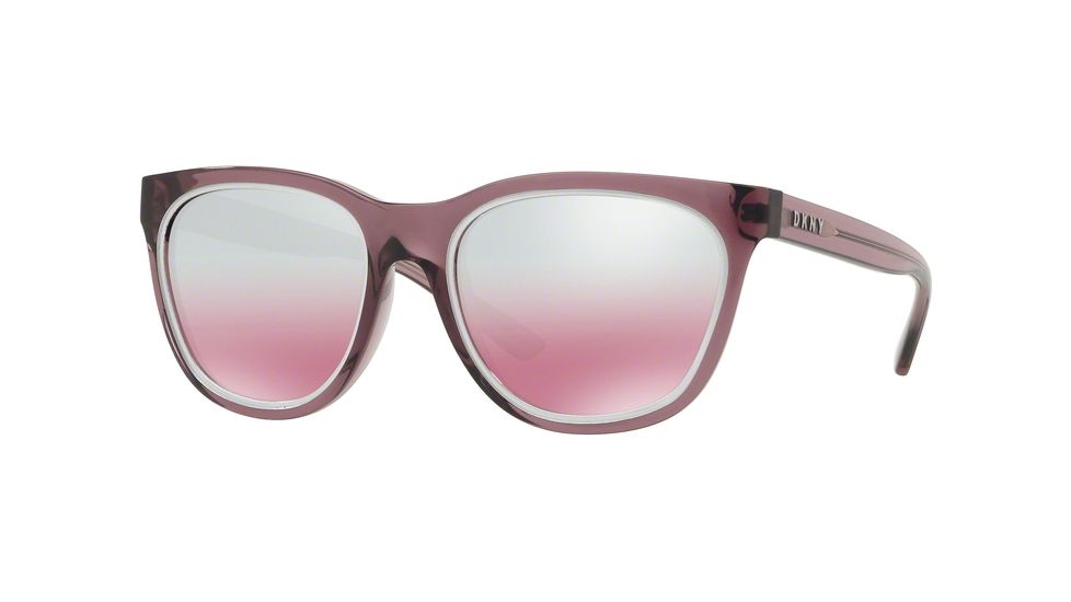 DKNY DY4159 Sunglasses 37857E-54 - Shiny Transparent Mauve Frame, Pink Gradient Flash Lenses