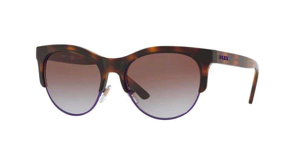 DKNY DY4160 Sunglasses 377468-56 - Shiny Dark Tortoise Frame, Brown Violet Gradient Lenses