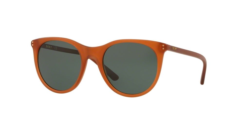 DKNY DY4162 Sunglasses 373271-52 - Transparent Amber Frame, Dark Green Lenses