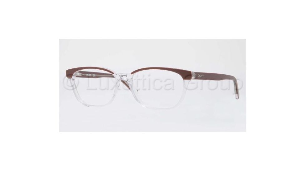 DKNY DY4636 Progressive Prescription Eyeglasses 3600-5116 - Top Brown On Transparent Frame, Demo Lens Lenses