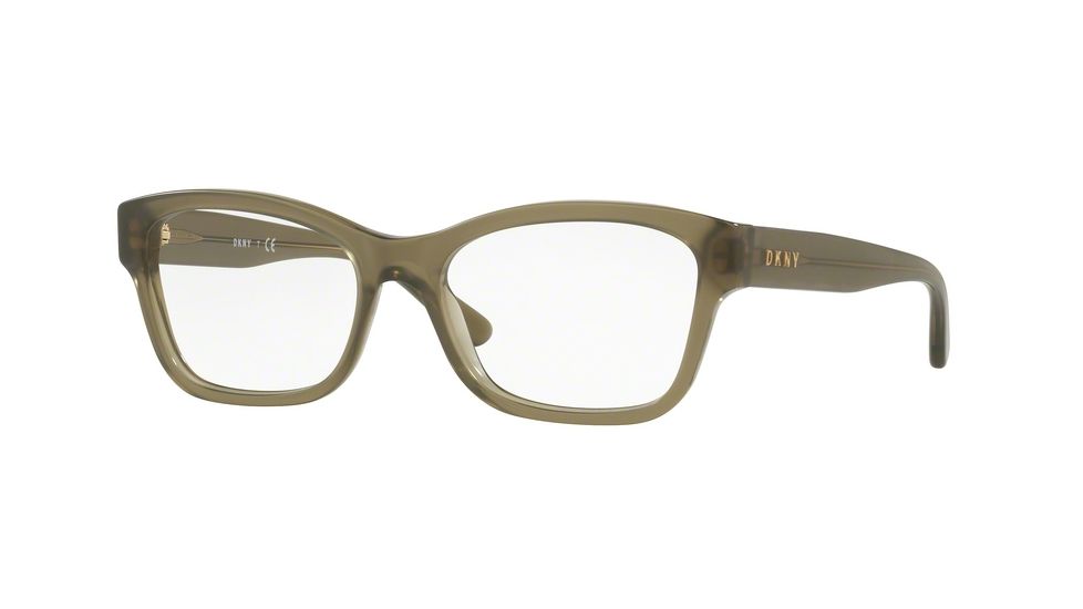 DKNY DY4689 Progressive Prescription Eyeglasses 3767-52 - Olive Transparent Frame, Demo Lenses Lenses