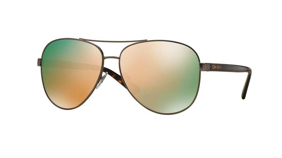 DKNY DY5084 Sunglasses 1235R5-61 - Satin Tobbaco/dark Tortoise Frame, Rose Gold Mirror Lenses