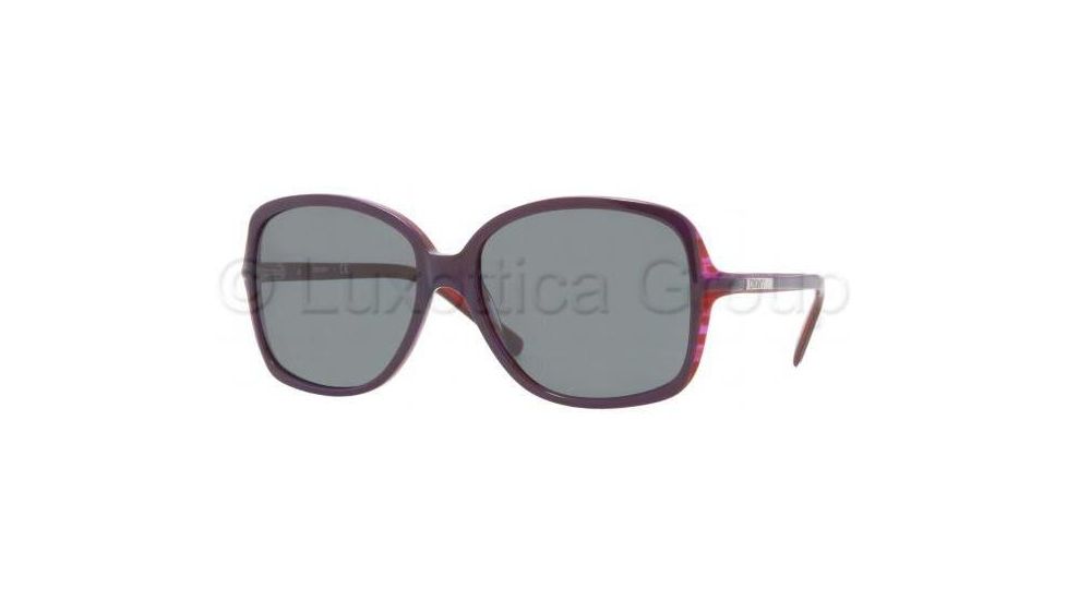DKNY DY4058 Single Vision Prescription Sunglasses DY4058-342587-5616 - Lens Diameter: 56 mm, Frame Color: Violet / Striped Red