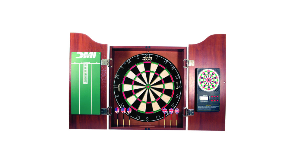 DMI 18in Dartboard Cabinet with Electronic Scorer Light Cherry, CABSETCH
