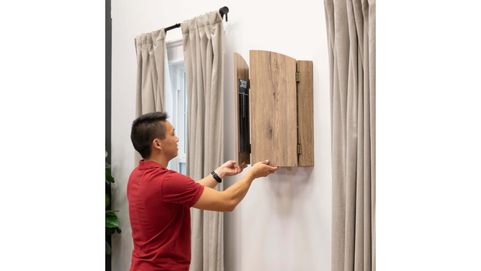 DMI Dublin Bristle Dartboard Cabinet Set, Wood grain/Tan, D4600RTW