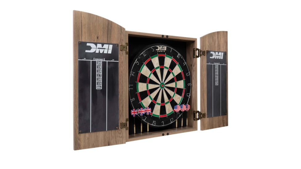 DMI Dublin Bristle Dartboard Cabinet Set, Wood grain/Tan, D4600RTW