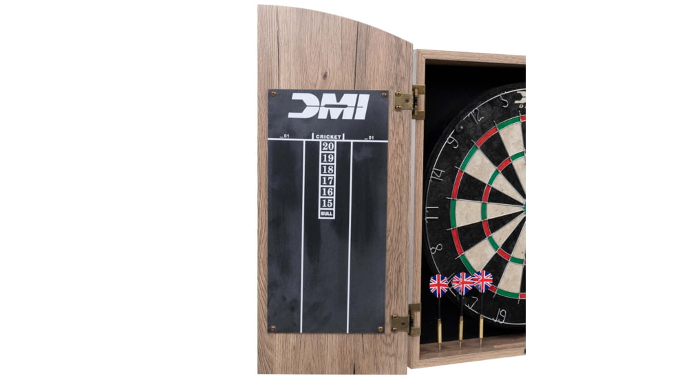 DMI Dublin Bristle Dartboard Cabinet Set, Wood grain/Tan, D4600RTW