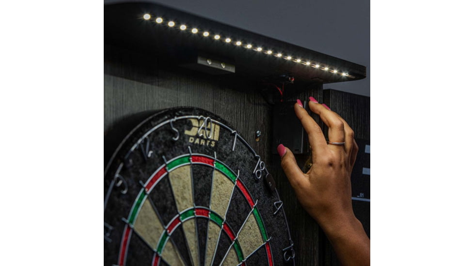 DMI Paris Lighted Dartboard Cabinet Set, Rustic Grey, D4400W