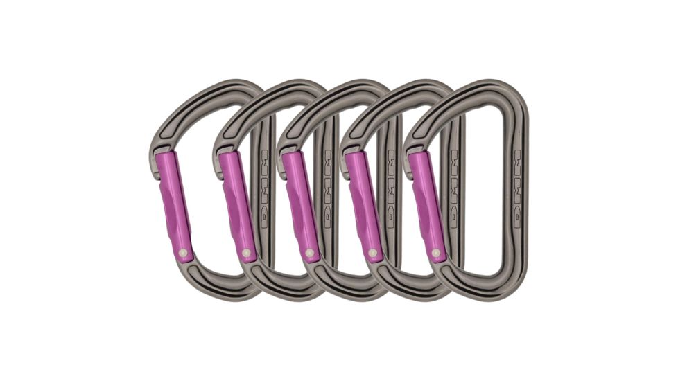 DMM Shadow Straight 5 Pack Carabiners, Titanium/Purple, A301P-P5