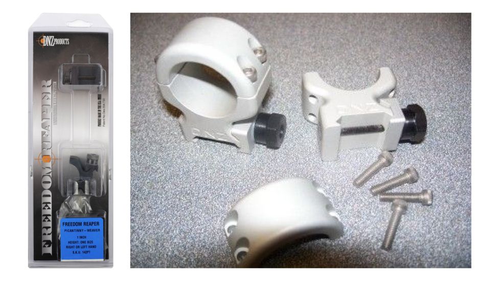 DNZ Products Freedom Reaper 2-Piece 1&quot; Mounts Black/Silver Finish, Black, Silver