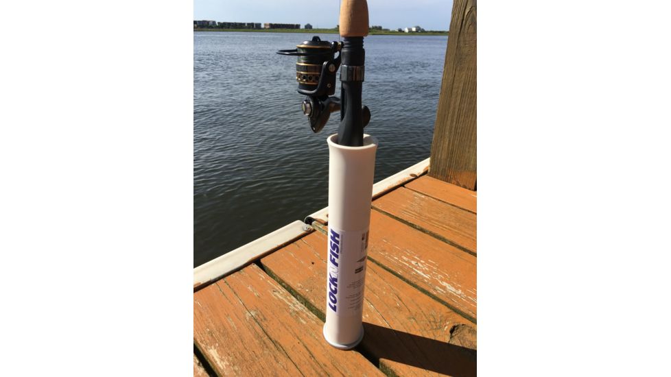 DNZ Products Lock-N-Fish Mobile Rod Holder, White, MRH10