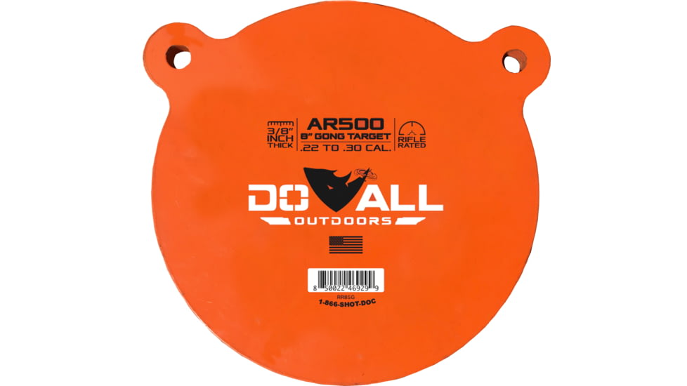 Do All Outdoors 8in Round Gong, Orange, 9 mm to 30-06, RR8SG