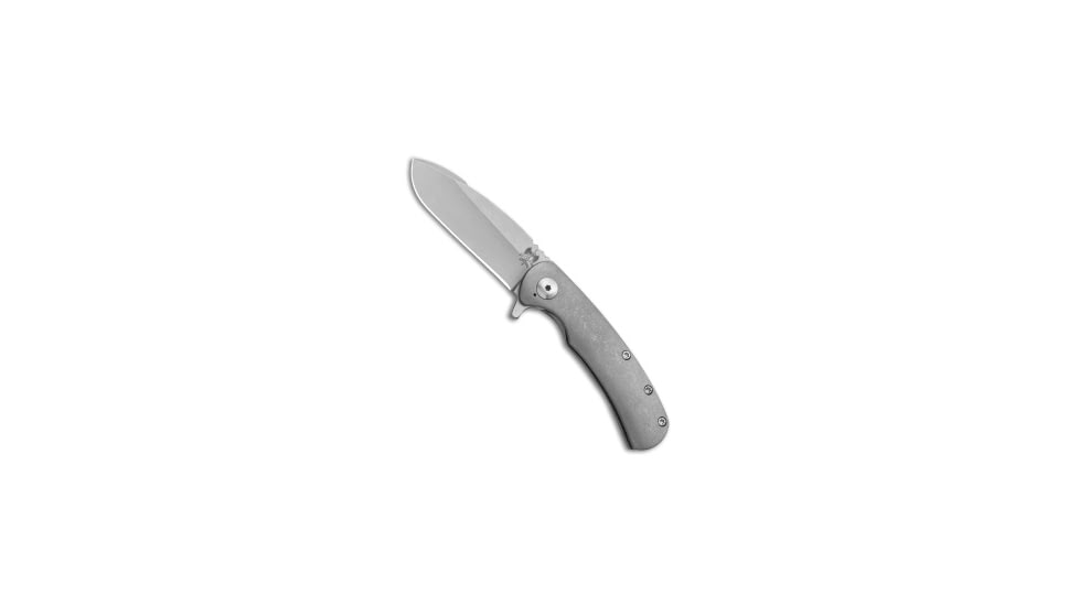 Doc Shiffer Designated Marksman Folding Knife, 3.625in, Nitro V Steel, Drop Point Blade, Titanium, Gray Handle, Gray/Gray, 6.50 inch, BHQ-119829