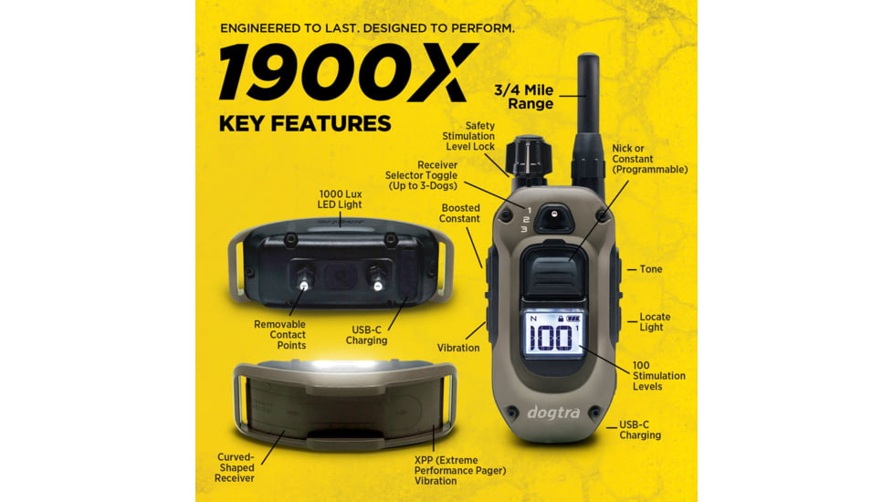 Dogtra 1900X Remote Collar 1-Dog Unit