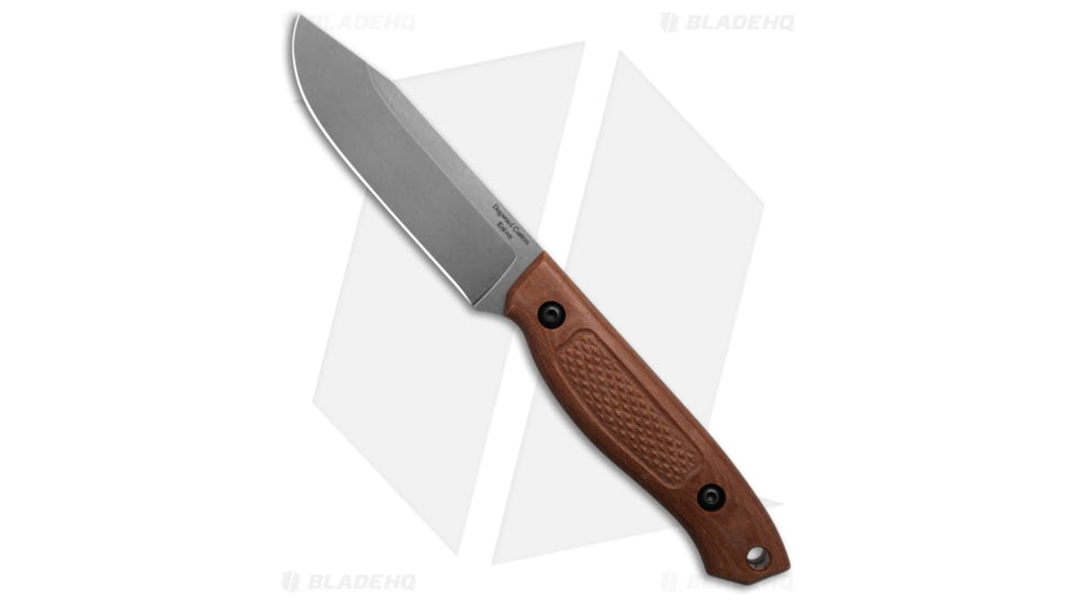 Dogwood Custom Knives Echo-3 Fixed Blade Knife, 4.00in, CPM S35VN, Clip Point Blade, Micarta, Brown Handle, Cross Check, Brown/Gray, 8.75 inch, BHQ-198885