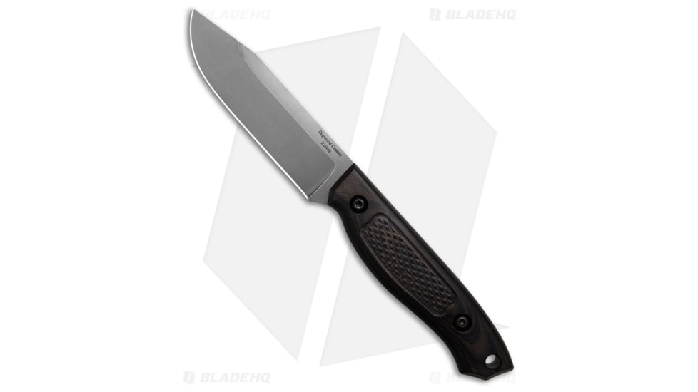 Dogwood Custom Knives Echo-3 Fixed Blade Knife, 4.00in, CPM S35VN, Clip Point Blade, Micarta, Smoke Black Handle, Cross Check, Black/Gray, 8.75 inch, BHQ-198890