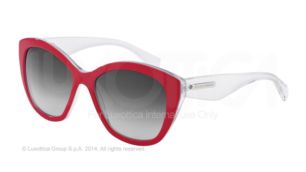Dolce&amp;Gabbana 3 LAYERS DG4220 Sunglasses 27988G-55 - Red/white Pearl/cryst Frame, Grey Gradient Lenses