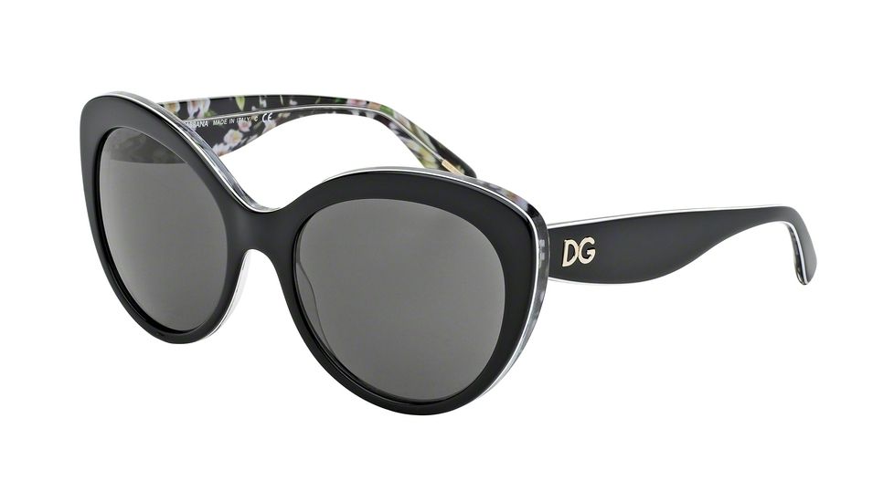 Dolce&amp;Gabbana ALMOND FLOWERS DG4236 Bifocal Prescription Sunglasses DG4236-284087-56 - Lens Diameter 56 mm, Frame Color Black Peach Flowers