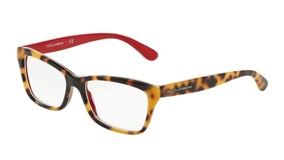 Dolce&Gabbana CONTEMPORARY DG3215 Progressive Prescription Eyeglasses 2893-52 - Top Havana On Red Frame