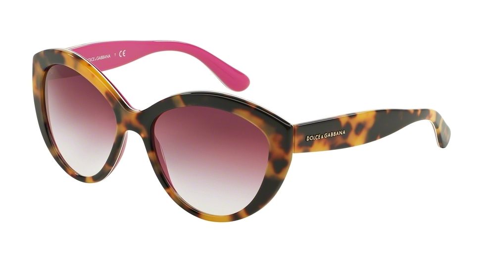 Dolce&amp;Gabbana CONTEMPORARY DG4239 Single Vision Prescription Sunglasses DG4239-28928H-56 - Lens Diameter 56 mm, Frame Color Top Havana On Cyclamen