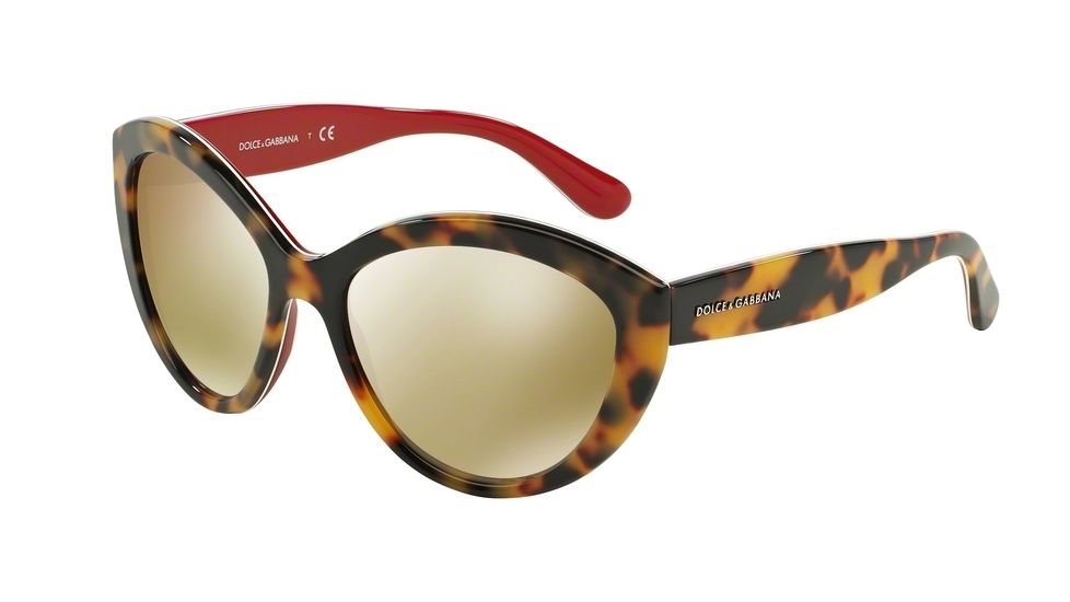 Dolce&amp;Gabbana CONTEMPORARY DG4239 Single Vision Prescription Sunglasses DG4239-28936G-56 - Lens Diameter 56 mm, Frame Color Top Havana On Red