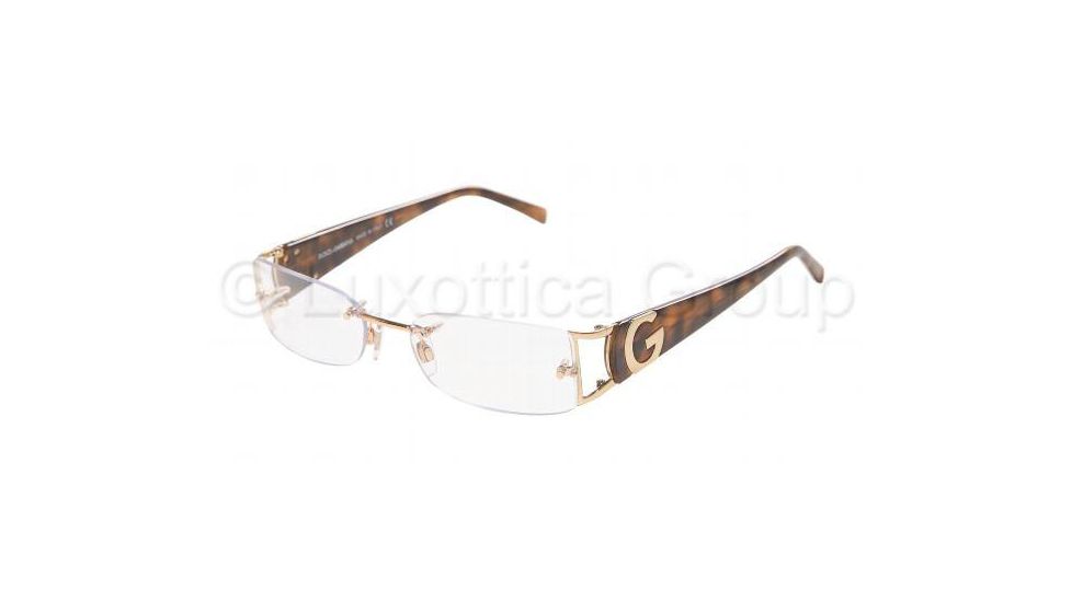 Dolce&amp;Gabbana DG 1148 Eyeglasses Styles - Gold Frame w/Non-Rx 52 mm Diameter Lenses, 065-5217