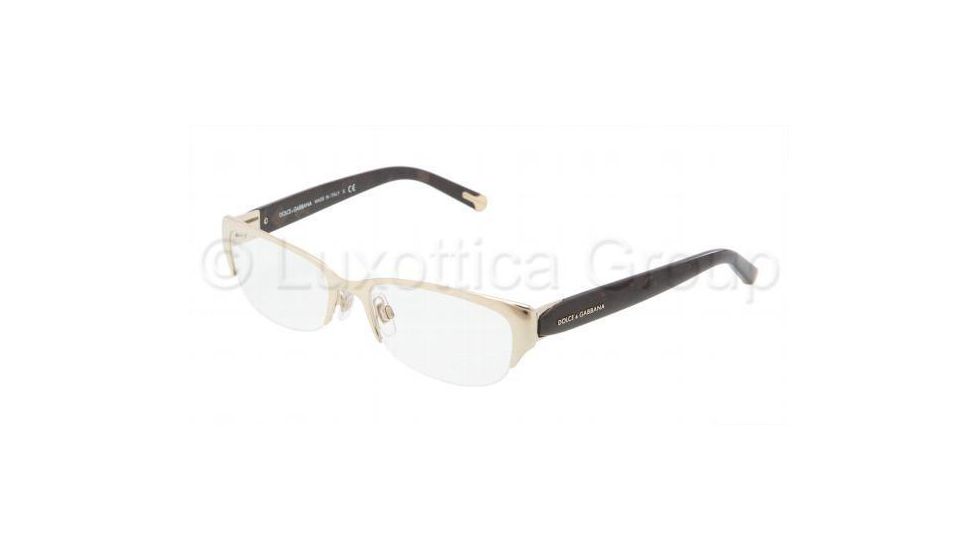Dolce&amp;Gabbana DG1220 Single Vision Prescription Eyeglasses 488-5217 - Pale Gold Frame