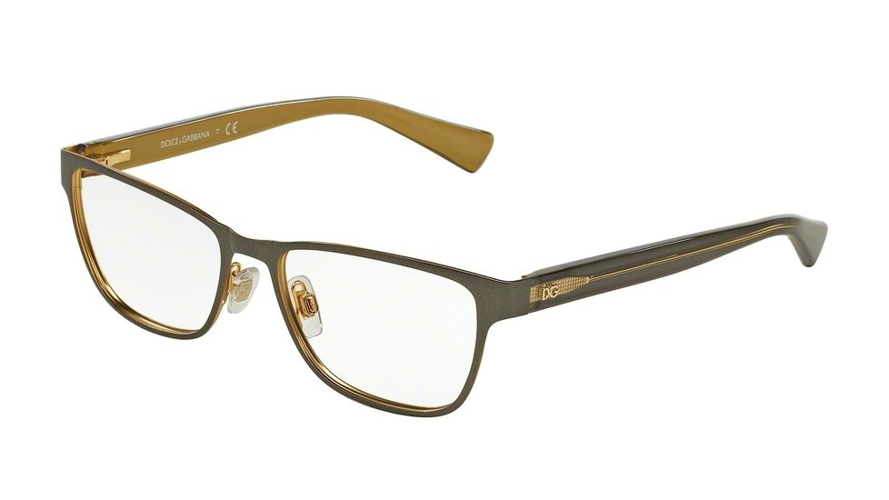 Dolce&amp;Gabbana DG1273 Single Vision Prescription Eyeglasses 1272-53 - Top Grey On Gold Frame