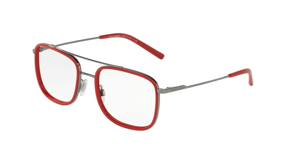 Dolce&amp;Gabbana DG1288 Eyeglass Frames 04-53 - Gunmetal / Red Frame
