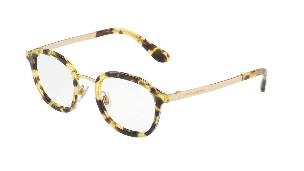 Dolce&amp;Gabbana DG1296 Single Vision Prescription Eyeglasses 2969-48 - Yellow Havana Frame