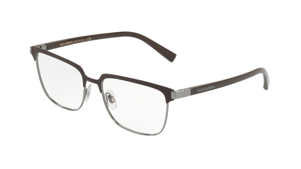 Dolce&amp;Gabbana DG1302 Single Vision Prescription Eyeglasses 1315-53 - Matte Brown/Gunmetal Frame