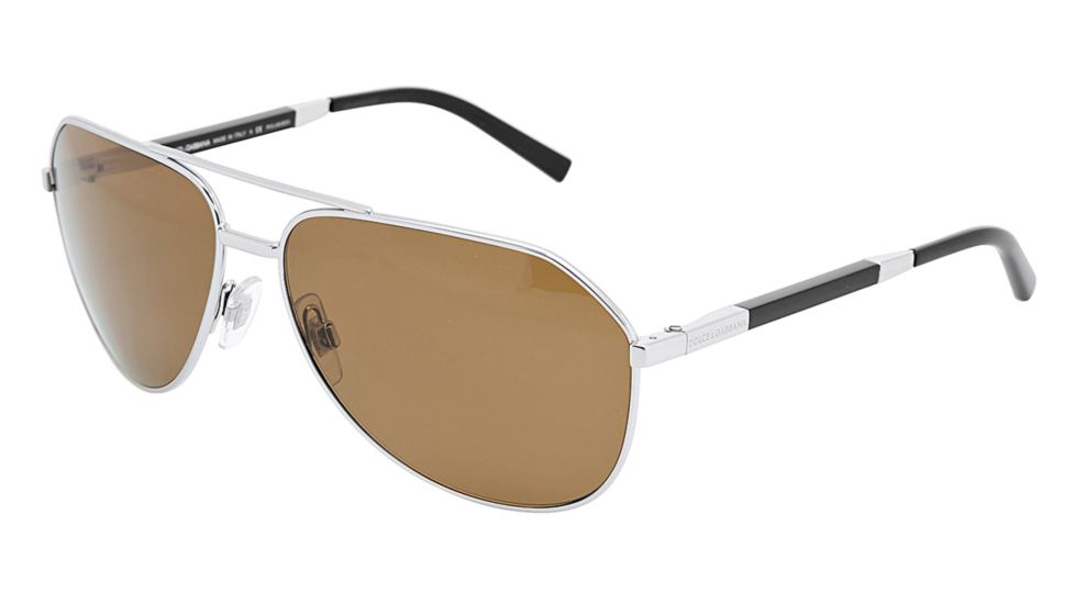Dolce&amp;Gabbana DG2073K Sunglasses 102857-6114 - Silver Crystal Brown Polarized