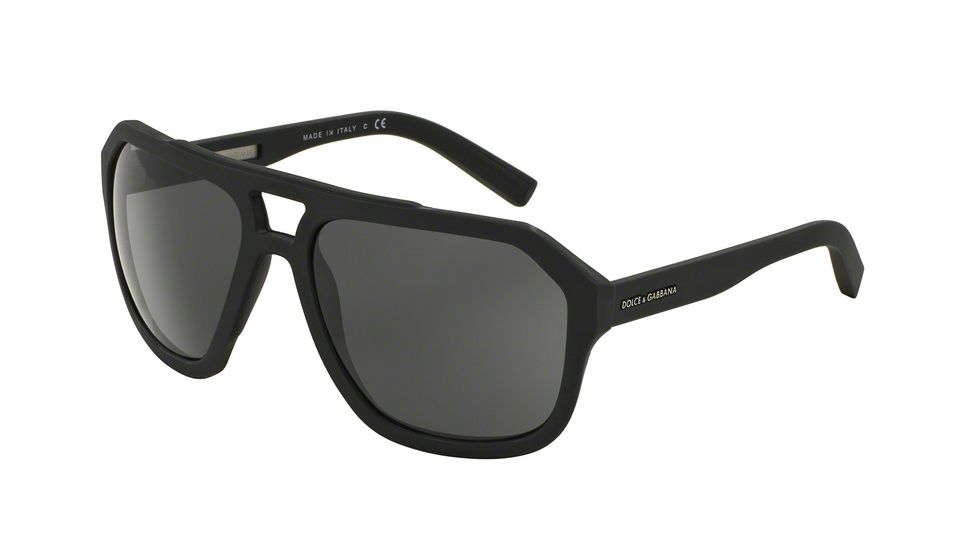 Dolce&amp;Gabbana DG2146 Sunglasses 117987-60 - Black Rubber Frame, Grey Lenses