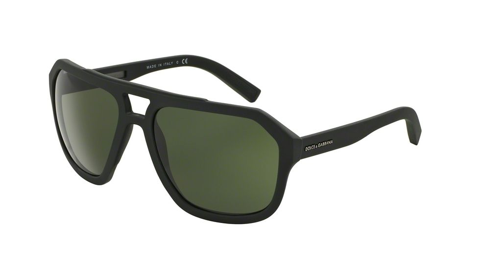 Dolce&amp;Gabbana DG2146 Sunglasses 126571-60 - Green Rubber Frame, Dark Green Lenses