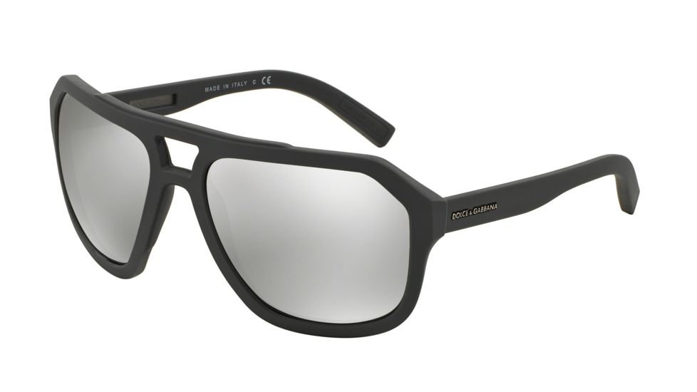 Dolce&amp;Gabbana DG2146 Sunglasses 12676G-60 - Grey Rubber Frame, Light Grey Mirror Silver Lenses