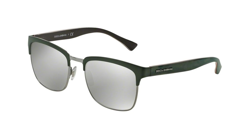 Dolce&amp;Gabbana DG2148 Single Vision Prescription Sunglasses DG2148-12796G-54 - Lens Diameter 54 mm, Frame Color Matte Green/gunmetal