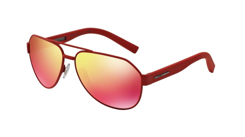 Dolce&amp;Gabbana DG2149 Single Vision Prescription Sunglasses DG2149-12816Q-61 - Lens Diameter 61 mm, Frame Color Red Rubber