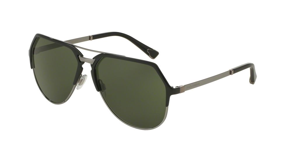 Dolce&amp;Gabbana DG2151 Sunglasses 01/71-59 - Black Gunmetal Frame, Dark Green Lenses