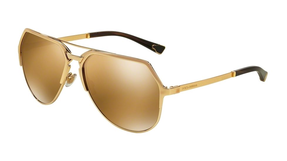 Dolce&amp;Gabbana DG2151 Sunglasses K440F9-59 - Gold Plated 18kt Frame, Brown Mirror Bronze Lenses