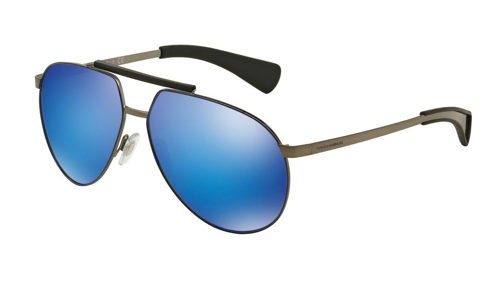 Dolce&amp;Gabbana DG2152 Progressive Prescription Sunglasses DG2152-110825-61 - Lens Diameter 61 mm, Frame Color Matte Gunmetal/matte Blue